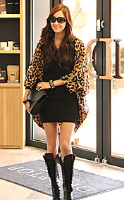 Manteau léopard Batwing manches en mousseline de soie lâche des femmes