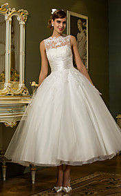 robe A-ligne bijou longueur cheville-tulle mariage (788859)