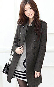 Slim manteau de laine à double boutonnage de la femme