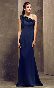 gaine / colonne d'un étage longueur robe de demoiselle d'honneur de mousseline de soie épaule (722125)