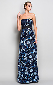 Gaine / colonne Sans bretelles en mousseline de soie et satin robe du soir