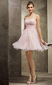 A-ligne sweetheart courte mini robe / mousseline de soie de demoiselle d'honneur