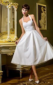 une ligne-princesse bretelles thé longueur robe de mariée en tulle (710780)