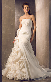 robe organza de train de cour bustier de princesse a-ligne