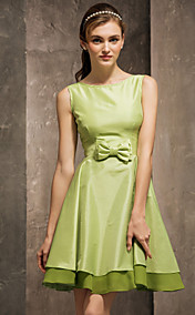 une ligne de scoop court mini robe / taffetas de demoiselle d'honneur (808 905)