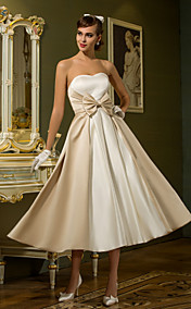 robe de mariée en satin de thé longueur une ligne princesse chérie (710749)