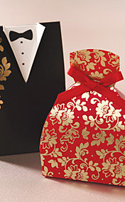 Floral robe et smoking boîte de faveur - Ensemble de 12