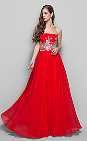 A-line/Princess bretelles parole longueur robe de soirée en mousseline de soie