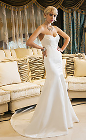 trompette / sirène sweetheart les trains tribunal robe de mariée en satin (631 188)