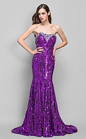 trompette / sirène sweetheart balayage / pinceau train robe de soirée à paillettes (682723)