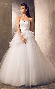 A-ligne sweetheart balayage / pinceau train robe de mariée en tulle (568331)