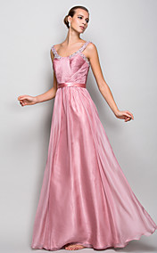 Ligne-A/Princesse Bretelles parole longueur mousseline de soie soir / robe de bal