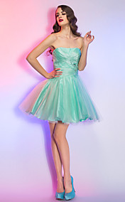 bustier A-ligne/princes mini court taffetas et tulle / cocktail / robe de bal