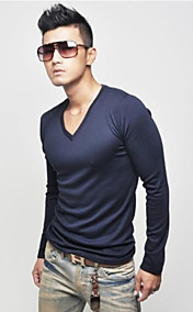 Men's Fashion V-Neck Cotton Long Sleeve T-shirt