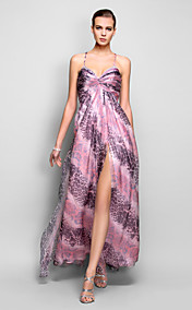 A-line/Princess bretelles spaghetti-parole longueur robe de soirée en mousseline de soie Imprimer