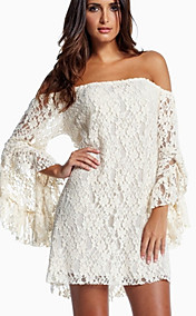 Printemps Sexy Robe en dentelle à volants Bateau des femmes