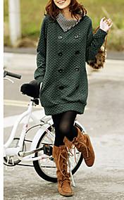 Col roulé long manteau à double boutonnage des femmes