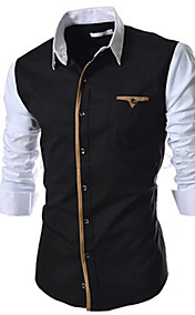 Hommes Mode manches longues épissage Casual Shirts