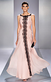 robe de soirée en mousseline de soie trompette / sirène bateau-parole longueur (759921)