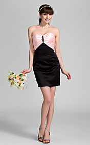 robe de satin de demoiselle d'honneur au genou gaine / colonne sweetheart (910050)