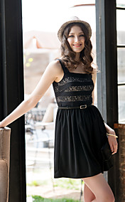 TS rayures en dentelle sans manches Robe