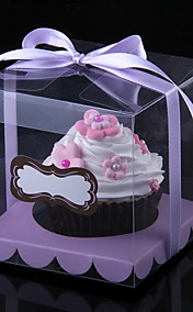 Belle PVC emballage de petit gâteau et boîtes avec ruban cubique - Ensemble de 12 (plus de couleurs)