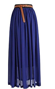 Mousseline de soie plissée taille élastique de longue jupe de rétro femmes