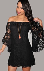 Dentelle noire Off-The-épaule de robe de femmes mini