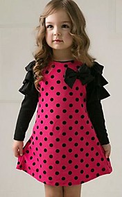 Manches longues pois robe de la fille