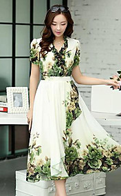 bohème imprimé floral robe de midi plissée des femmes