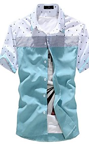 Occasionnel mince de couleur contrastante chemise à manches courtes pour homme
