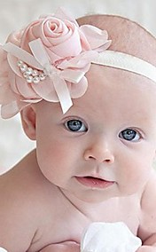 [CyberMondaySale] Mousseline de soie rose perle de la chaîne pour enfants bowknot bandeau élastique