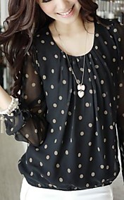 Casual mousseline de pois Blouse ronde des femmes