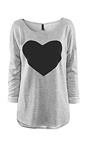 Coeur d'amour des femmes Imprimer manches longues Hauts Casual