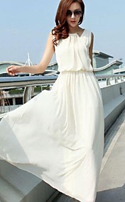 solide sans manches de couleur de la robe en mousseline de soie maxi de femmes