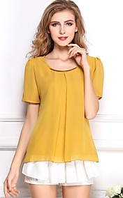 Été en mousseline de soie des femmes shirt frais de couleur pleine Blouse