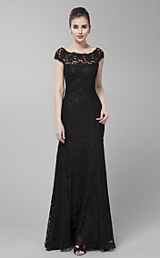 Gaine / colonne bijou balayage / pinceau train robe de soirée en dentelle (B002720)