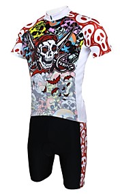 PaladinSport Men's Colorful Skulls  Spring and Summer Style Lycra and Polyester Short Sleeved Cycling Suits