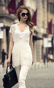 V-cou sexy dentelle Mini robes