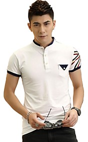 Col droit Drapeau Imprimer Pocket manches courtes T-shirt des hommes