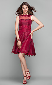 A-ligne de longueur genou Jewel robe de cocktail Organza (949426)