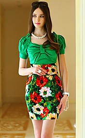 Élégant OL romantique motif floral de rose poupée femmes Jupe à taille haute