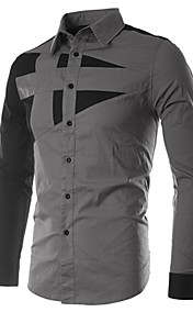 Jogal Wing modèle coréen Contraste col de chemise à manches longues de couleur Silm shirts (Gray)