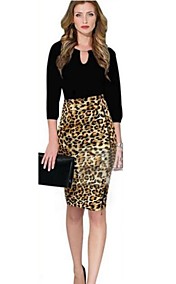 [CyberMondaySale]Animaux Reproduction de la femme Star Leopard stretch taille haute postal cocktail moulante Jupe