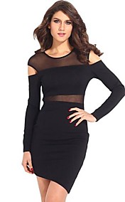 Round Colla net Fils asymétrique la personnalité de la femme habillée à manches longues        