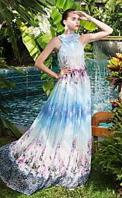 Formal Evening/Prom/Military Ball Dress - A-line High Neck Floor-length Chiffon