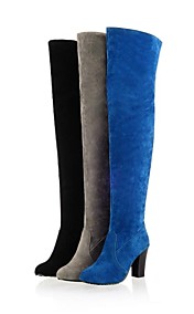 [XmasSale]chaussures pour femmes à bout rond talon trapu au cours des bottes au genou plus de couleurs disponibles