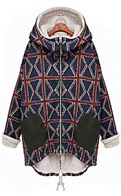 [XmasSale]ouruofu capuche molleton geometic de femmes outwear bordée longue à manches