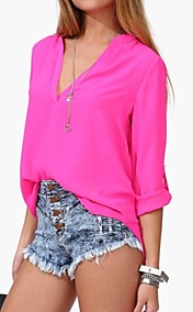 [XmasSale]v-cou en mousseline de soie blouse de femmes