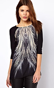 à long t-shirt imprimé ronde des femmes